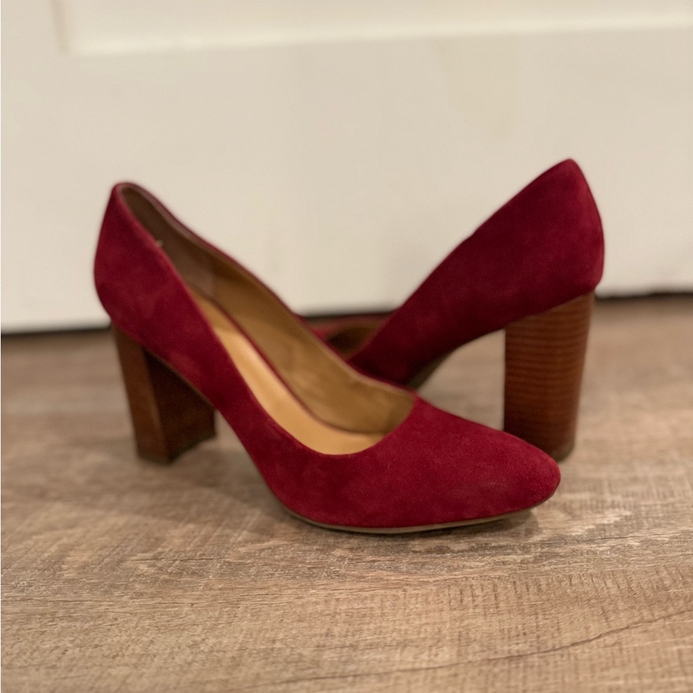 Franco Sarto Elegant Red/Maroon Suede Women's Pumps 9.5 - 4” heel